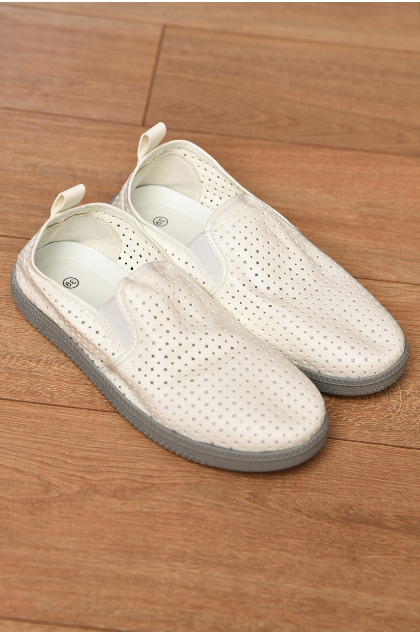 Мокасины женские белого цвета Н51-5 202478