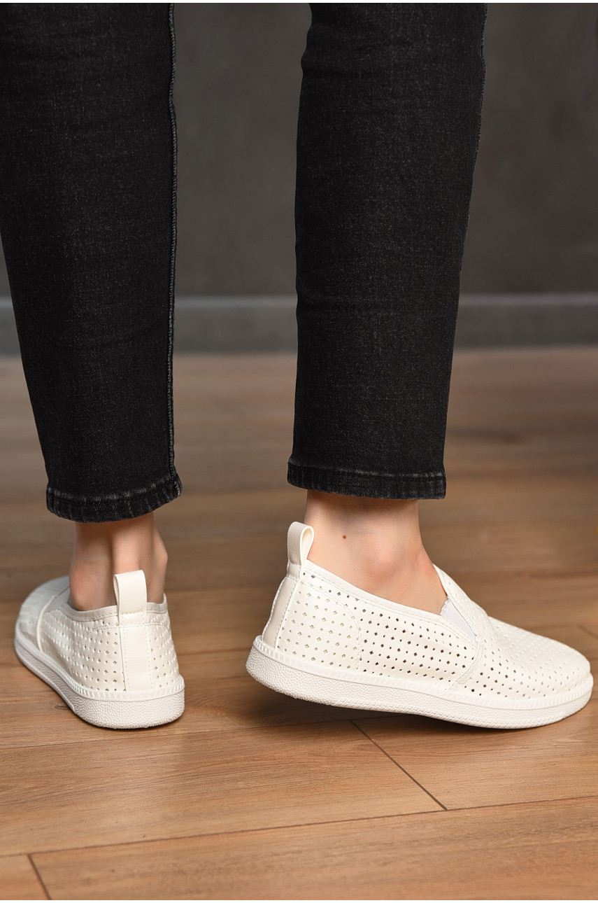 Мокасины женские белого цвета Н51-2 202479