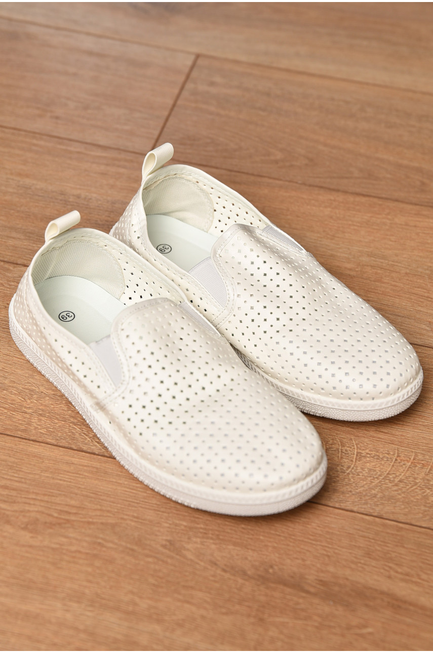 Мокасины женские белого цвета Н51-2 202479