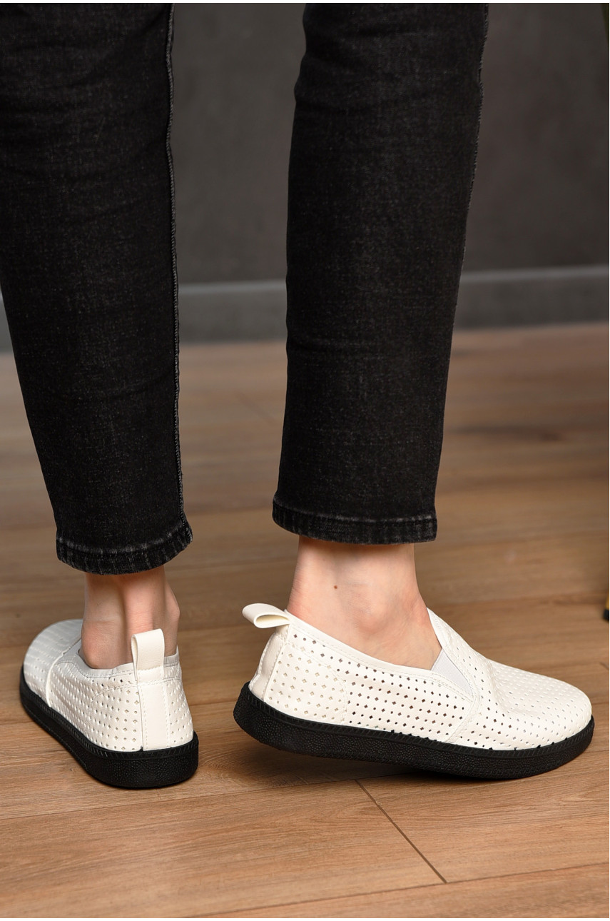 Мокасины женские белого цвета Н51-3 202482