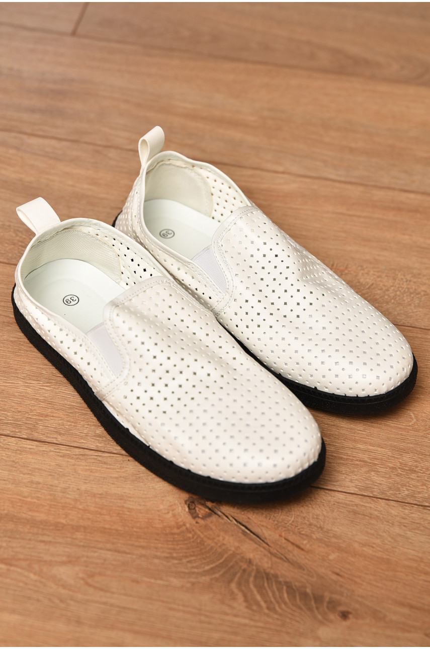 Мокасины женские белого цвета Н51-3 202482