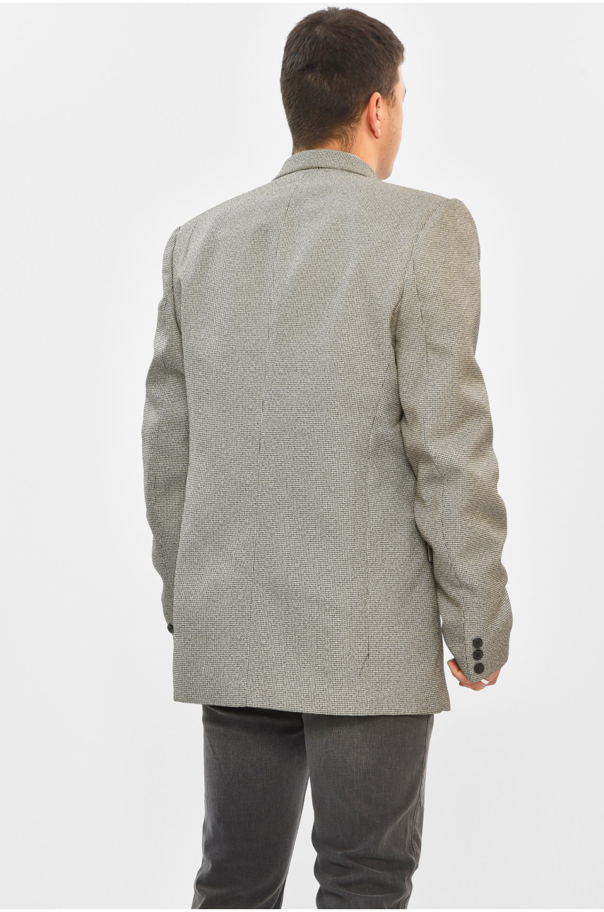 Пиджак мужской однотонный серого цвета 202539 Пиджак мужской однотонный серого цвета 202539