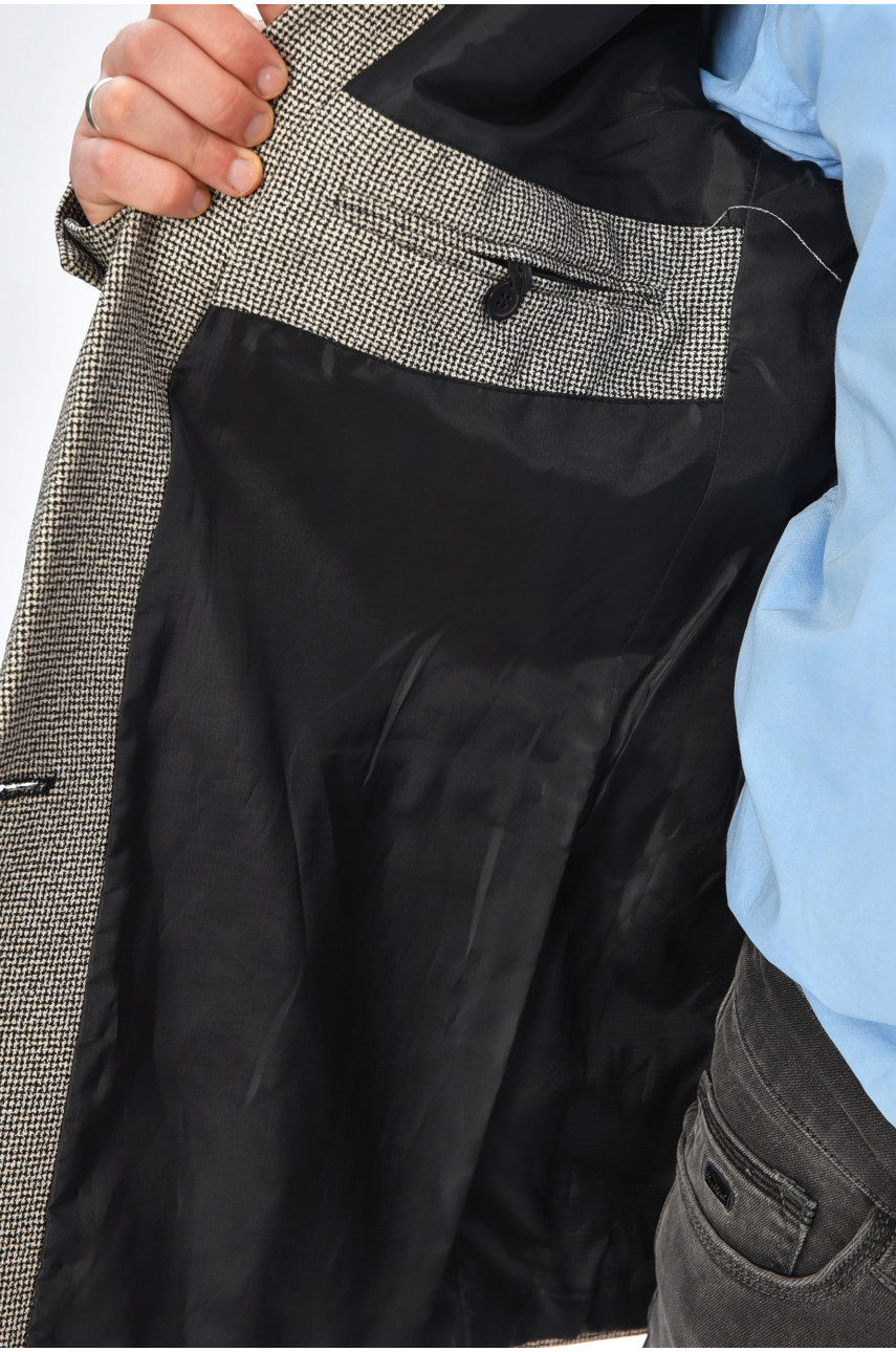 Пиджак мужской однотонный серого цвета 202539 Пиджак мужской однотонный серого цвета 202539