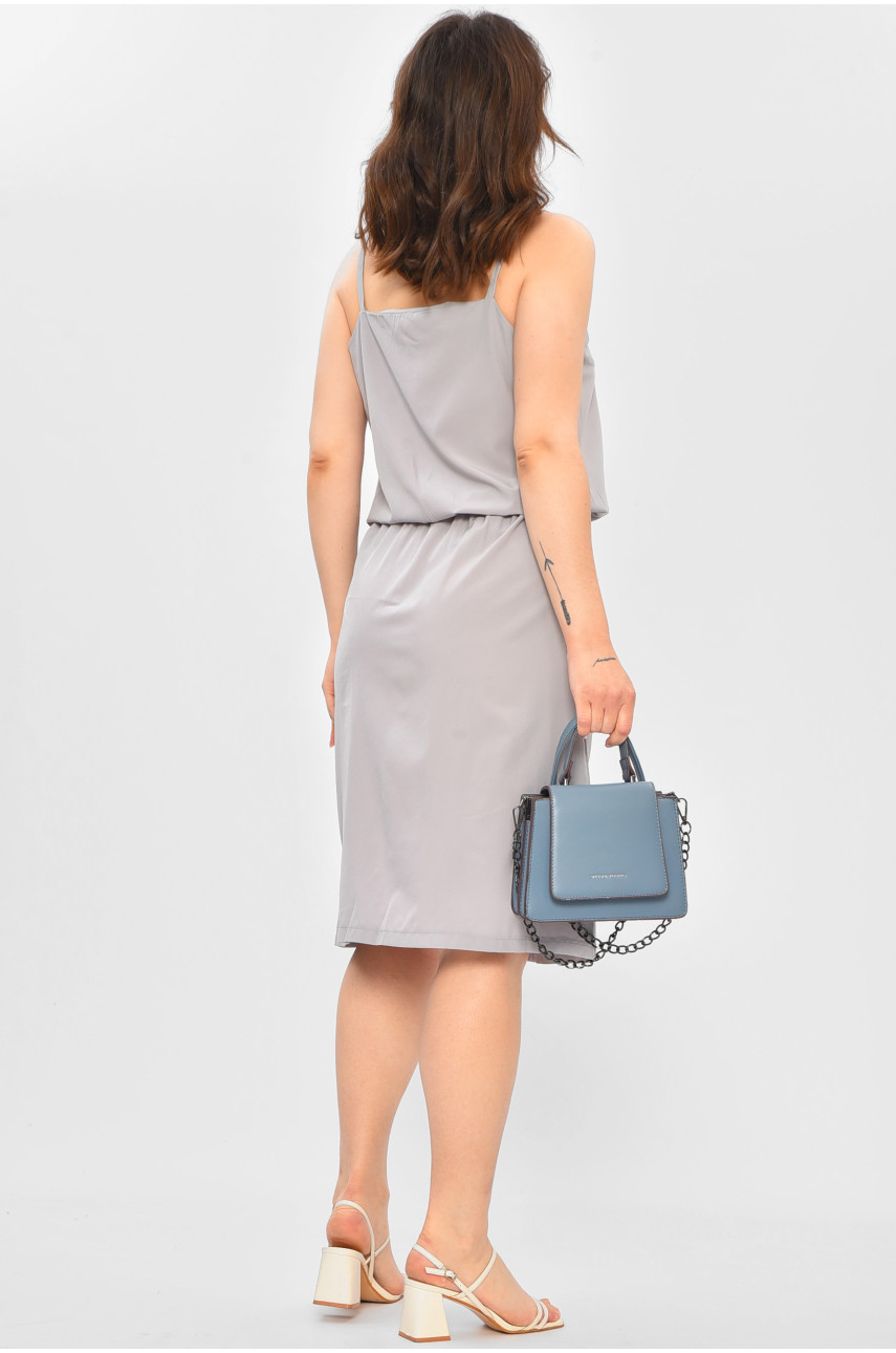 Сарафан женский однотонный серого цвета 202600 Сарафан женский однотонный серого цвета 202600