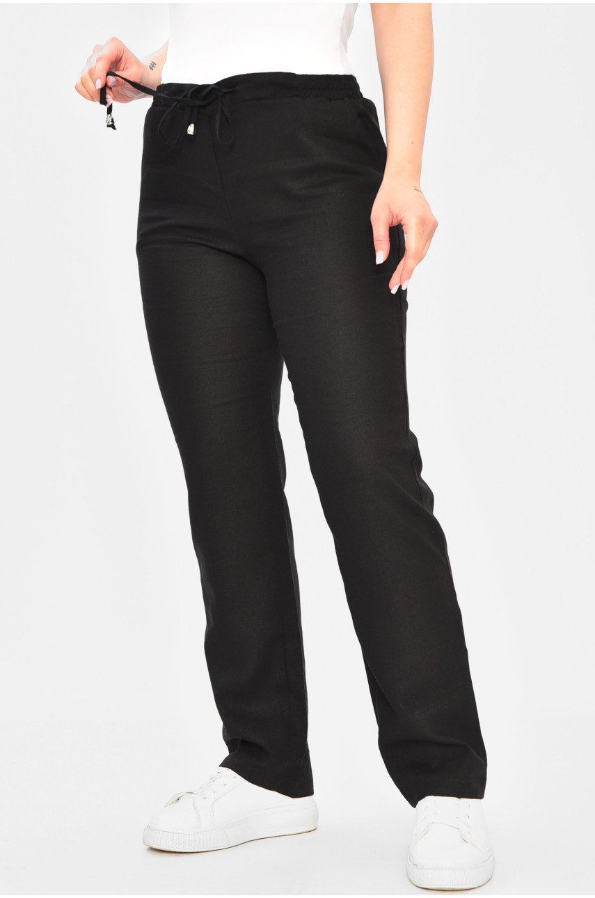 Штаны женские батальные черного цвета 202611 Штаны женские батальные черного цвета 202611