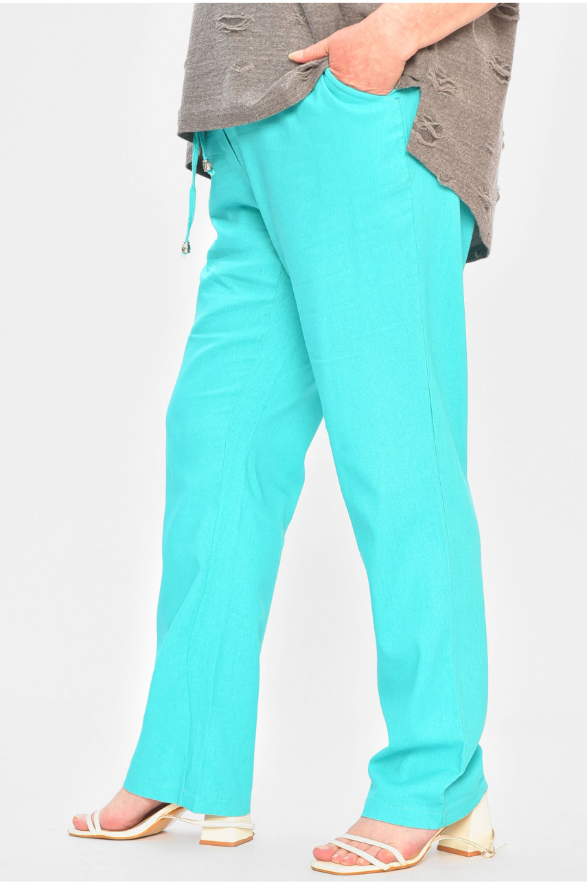 Штаны женские батальные бирюзового цвета 202612 Штаны женские батальные бирюзового цвета 202612