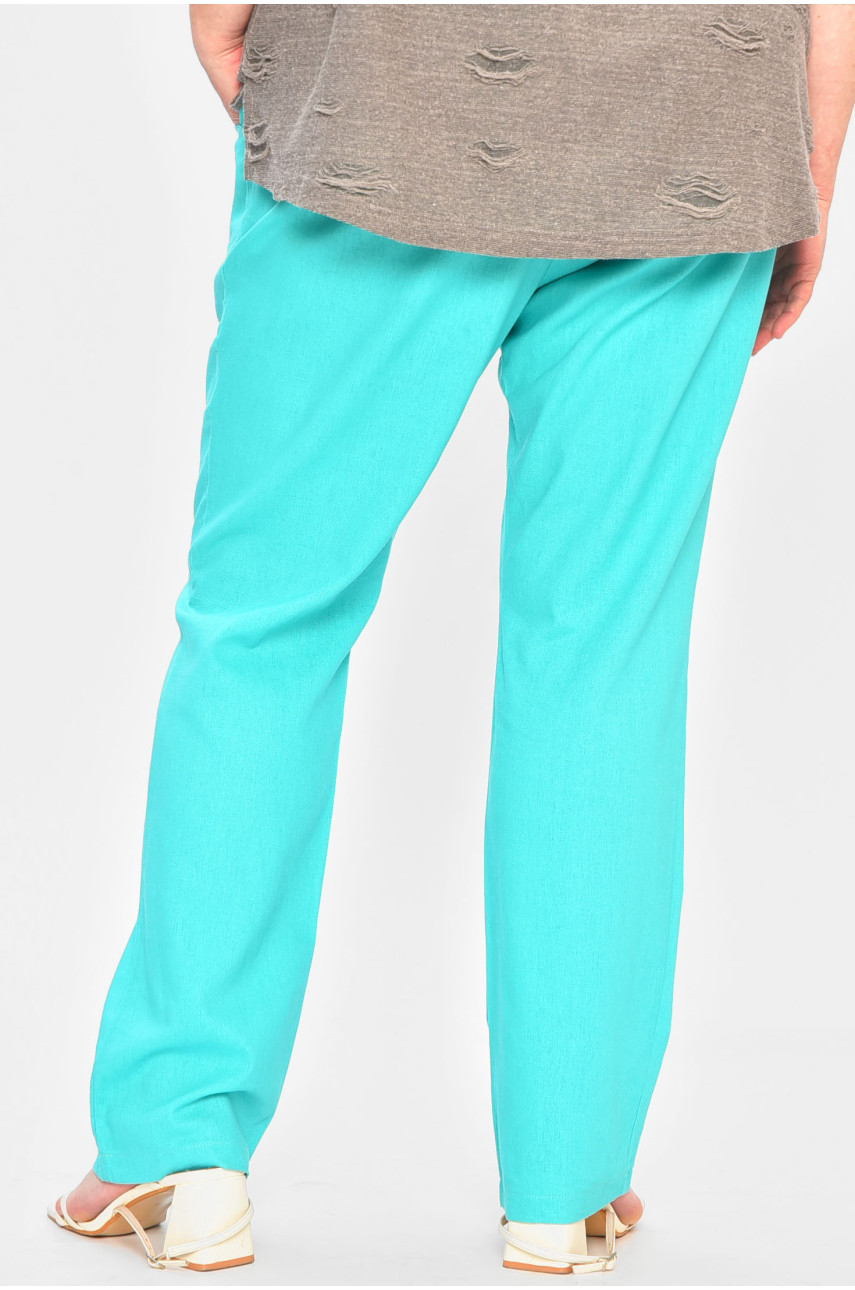 Штаны женские батальные бирюзового цвета 202612 Штаны женские батальные бирюзового цвета 202612