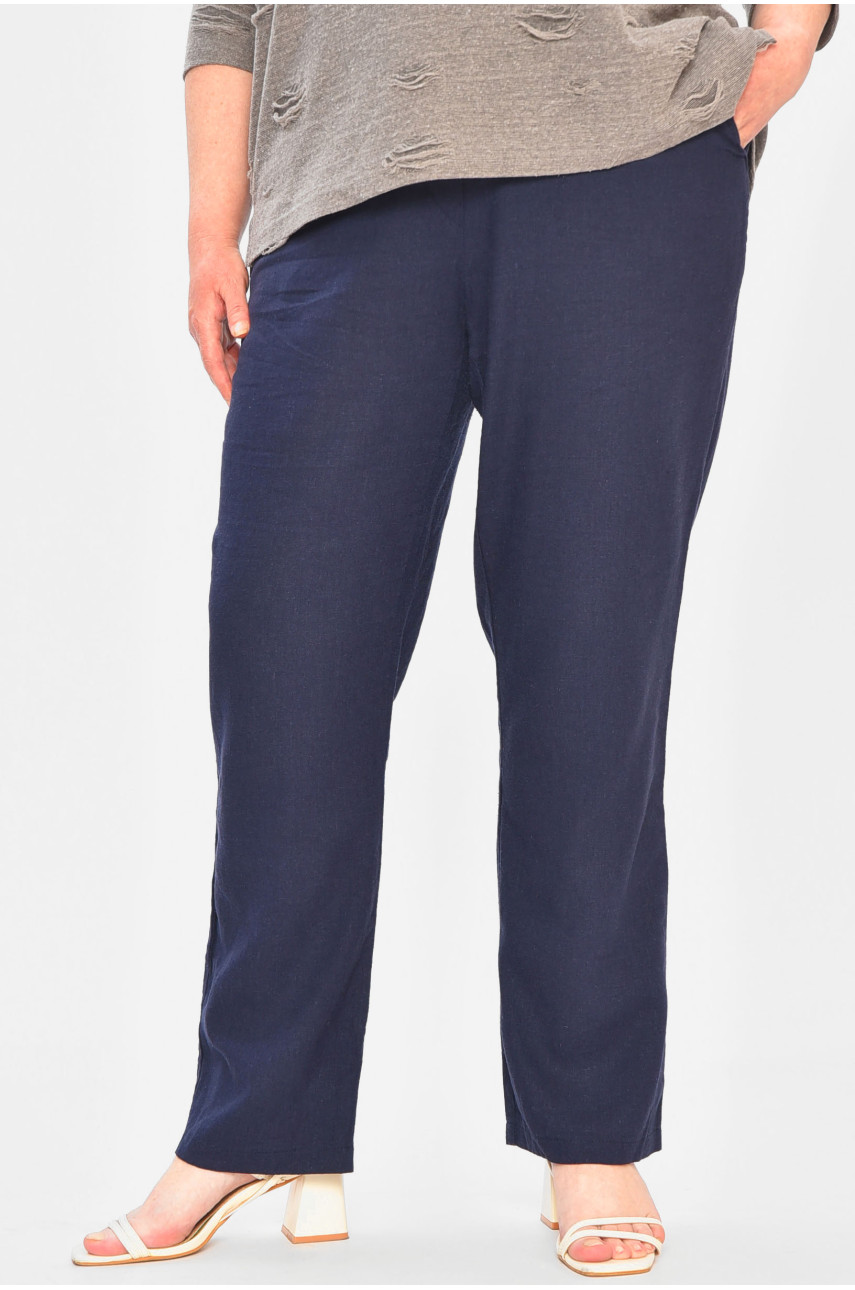 Штаны женские батальные тёмно-синего цвета 202613 Штаны женские батальные тёмно-синего цвета 202613