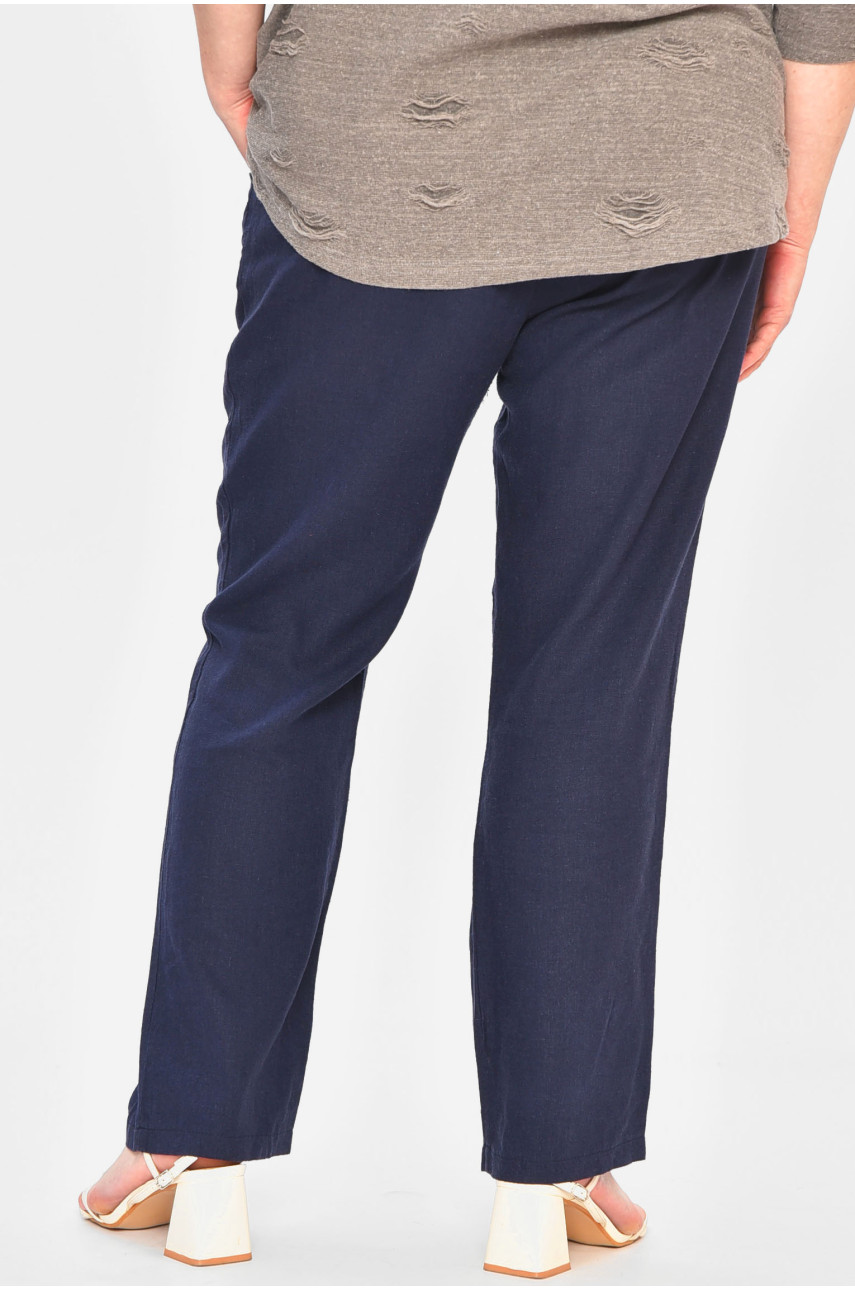 Штаны женские батальные тёмно-синего цвета 202613 Штаны женские батальные тёмно-синего цвета 202613