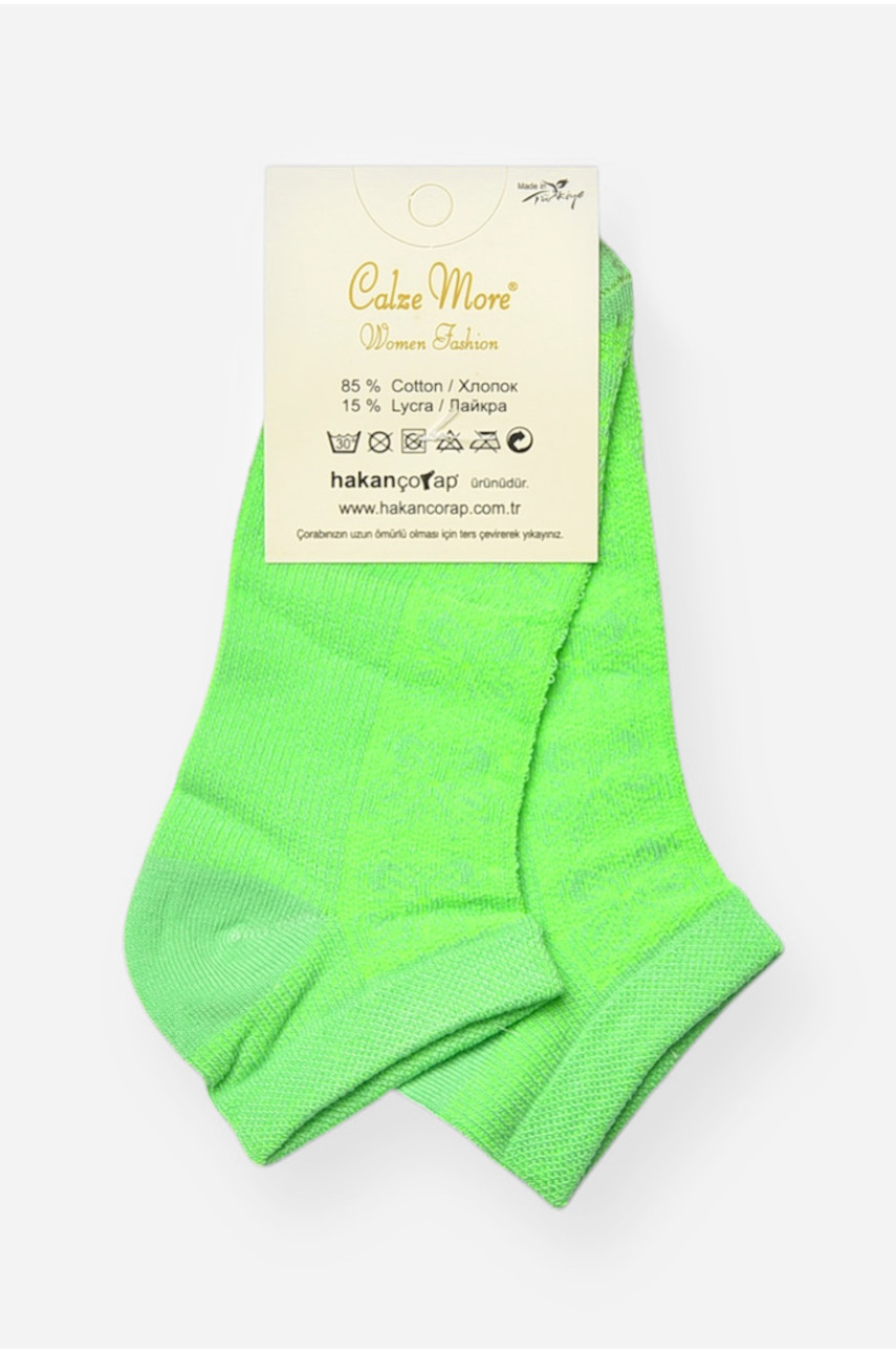 Носки женские демисезонные спортивные салатового цвета 909 202621