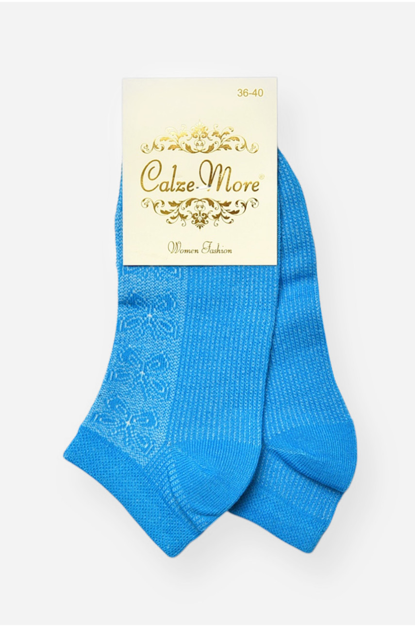 Носки женские демисезонные спортивные голубого цвета 909 202622