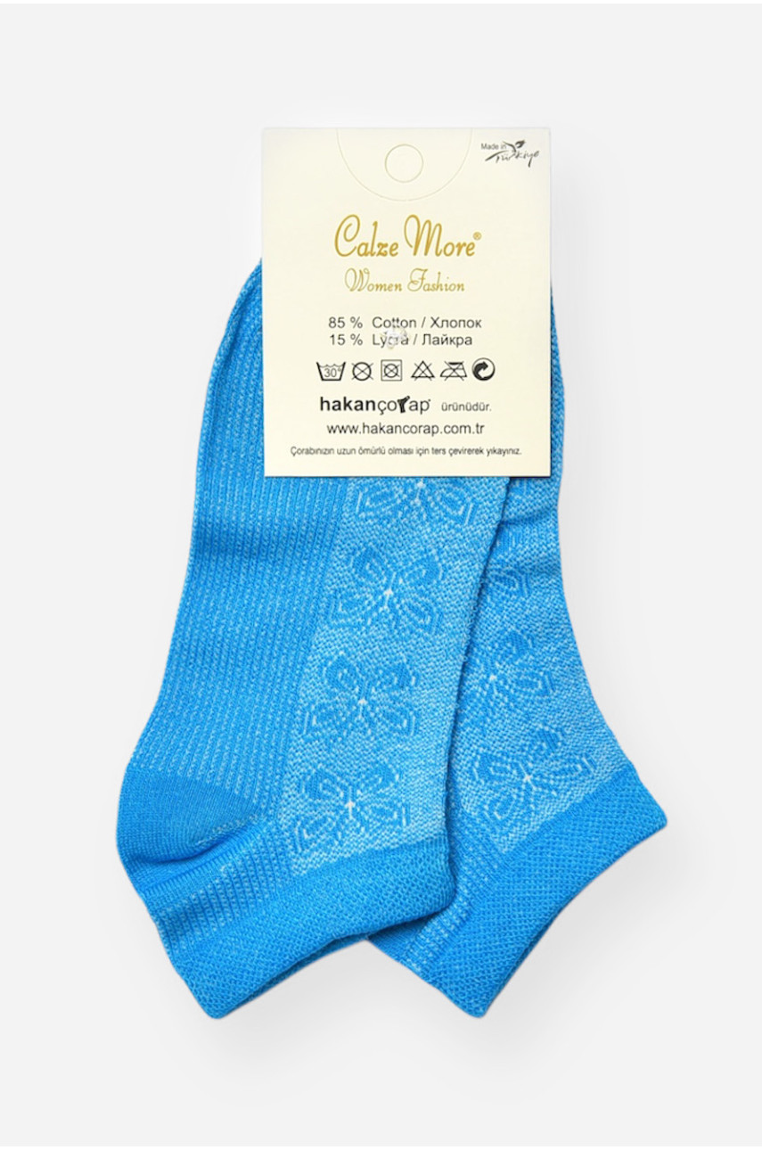 Носки женские демисезонные спортивные голубого цвета 909 202622