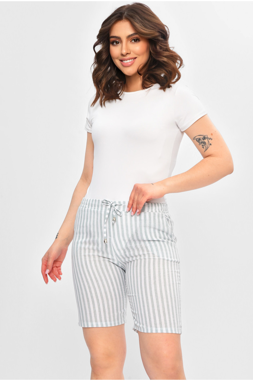 Шорти жіночі м'ятного кольору в смужку 202689