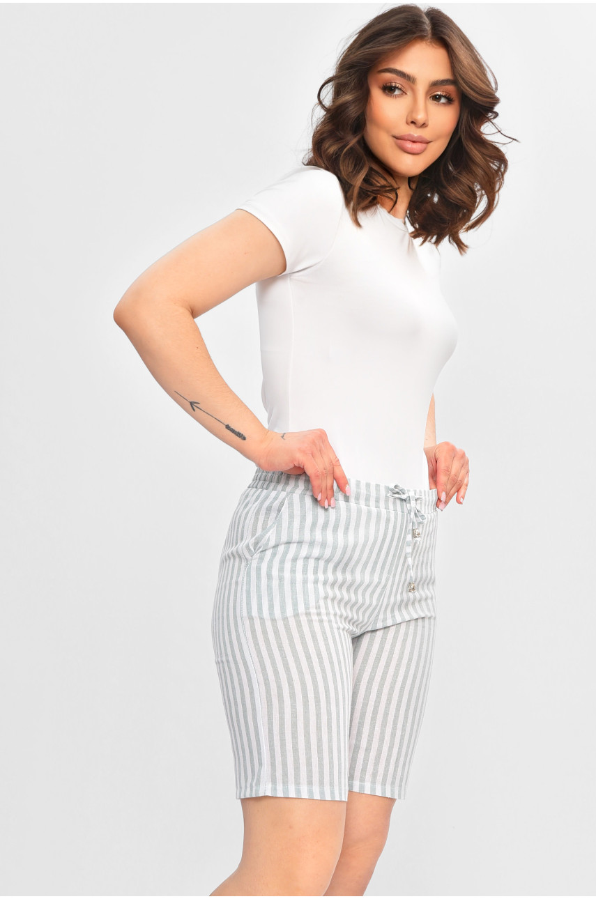 Шорти жіночі м'ятного кольору в смужку 202689