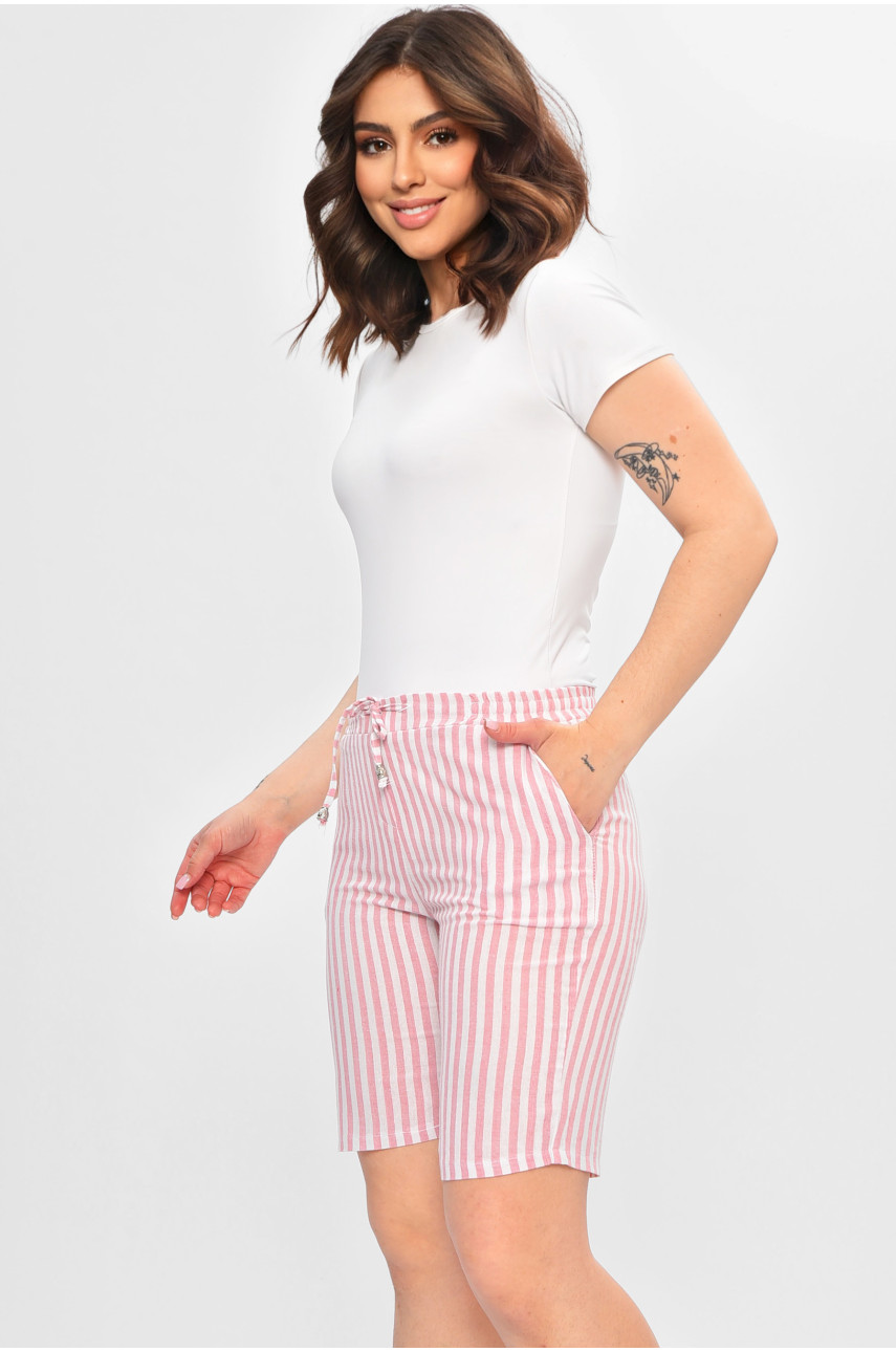 Шорти жіночі рожевого кольору в смужку 202693