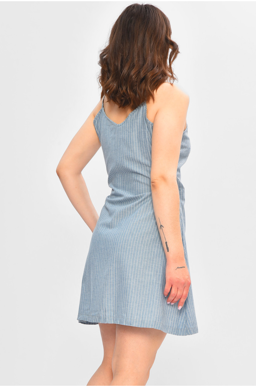 Сарафан женский голубого цвета в полоску 202697 Сарафан женский голубого цвета в полоску 202697