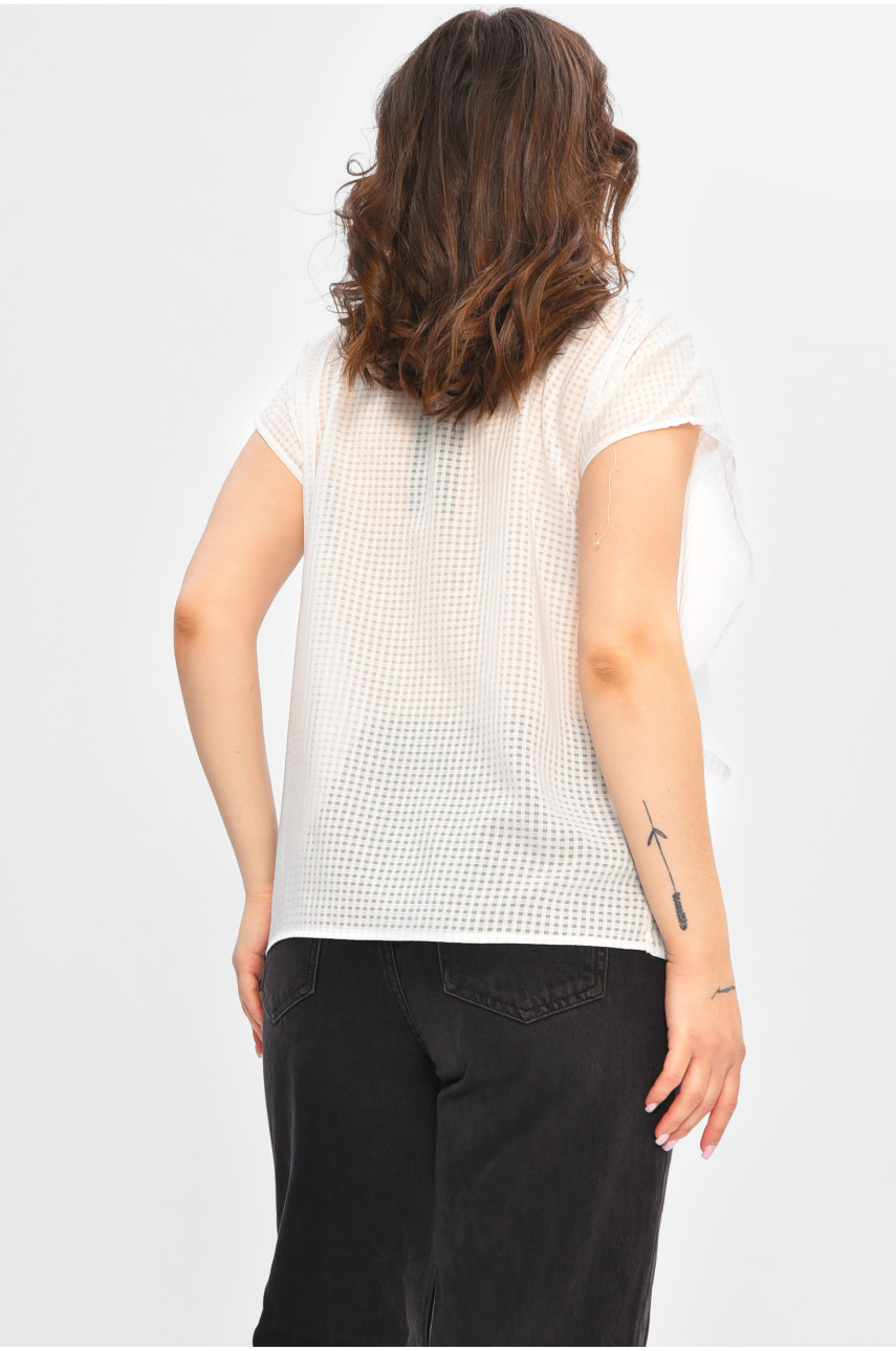 Блуза жіноча однотонна білого кольору 202699