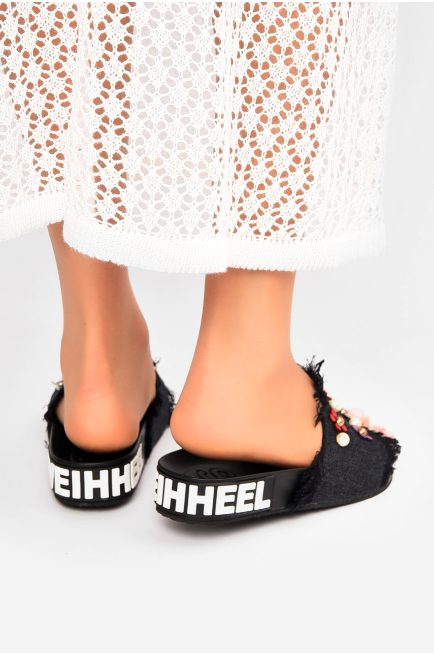 Шлепанцы женские черного цвета асорти 202830 Шлепанцы женские черного цвета асорти 202830