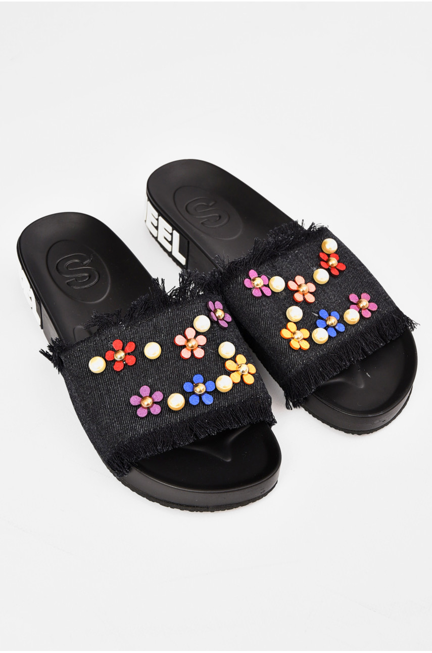 Шлепанцы женские черного цвета асорти 202830 Шлепанцы женские черного цвета асорти 202830