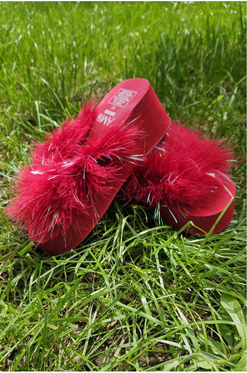 Шлепки женские красного цвета 202833