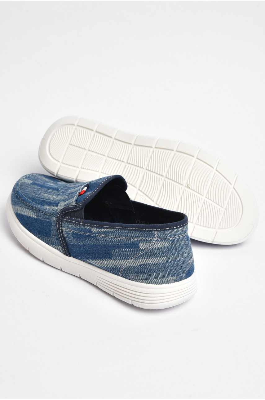 Мокасины мужские голубого цвета текстиль 302-2 202839 Мокасины мужские голубого цвета текстиль 302-2 202839