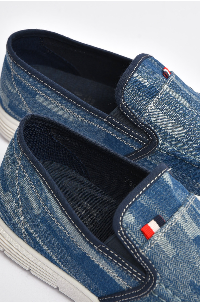 Мокасины мужские голубого цвета текстиль 302-2 202839 Мокасины мужские голубого цвета текстиль 302-2 202839