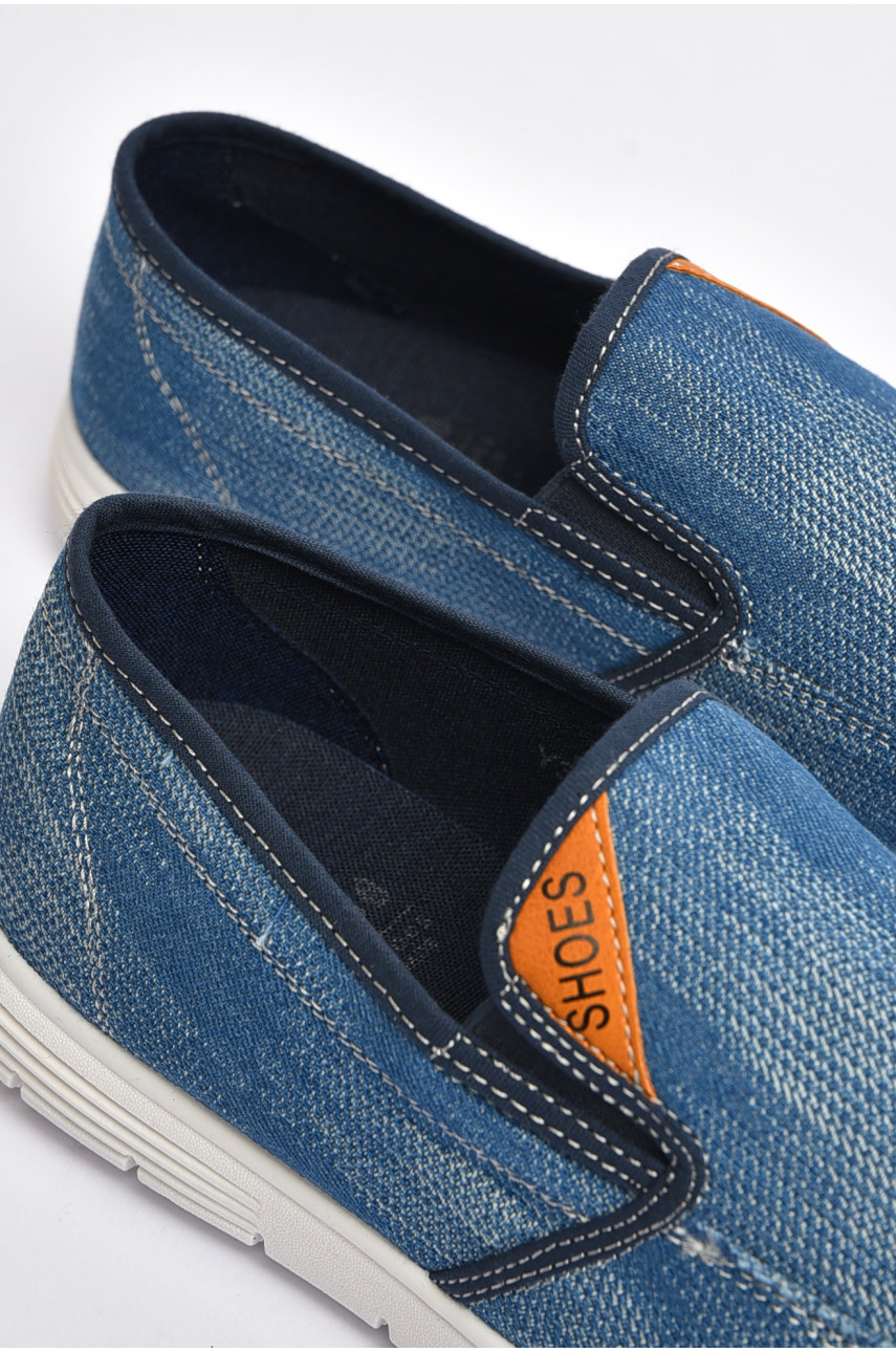 Мокасины мужские голубого цвета текстиль 315-2 202840 Мокасины мужские голубого цвета текстиль 315-2 202840