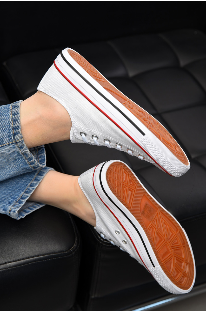 Кеди жіночі текстильні білого кольору на шнурівці 888-1 202841 Кеди жіночі текстильні білого кольору на шнурівці 888-1 202841