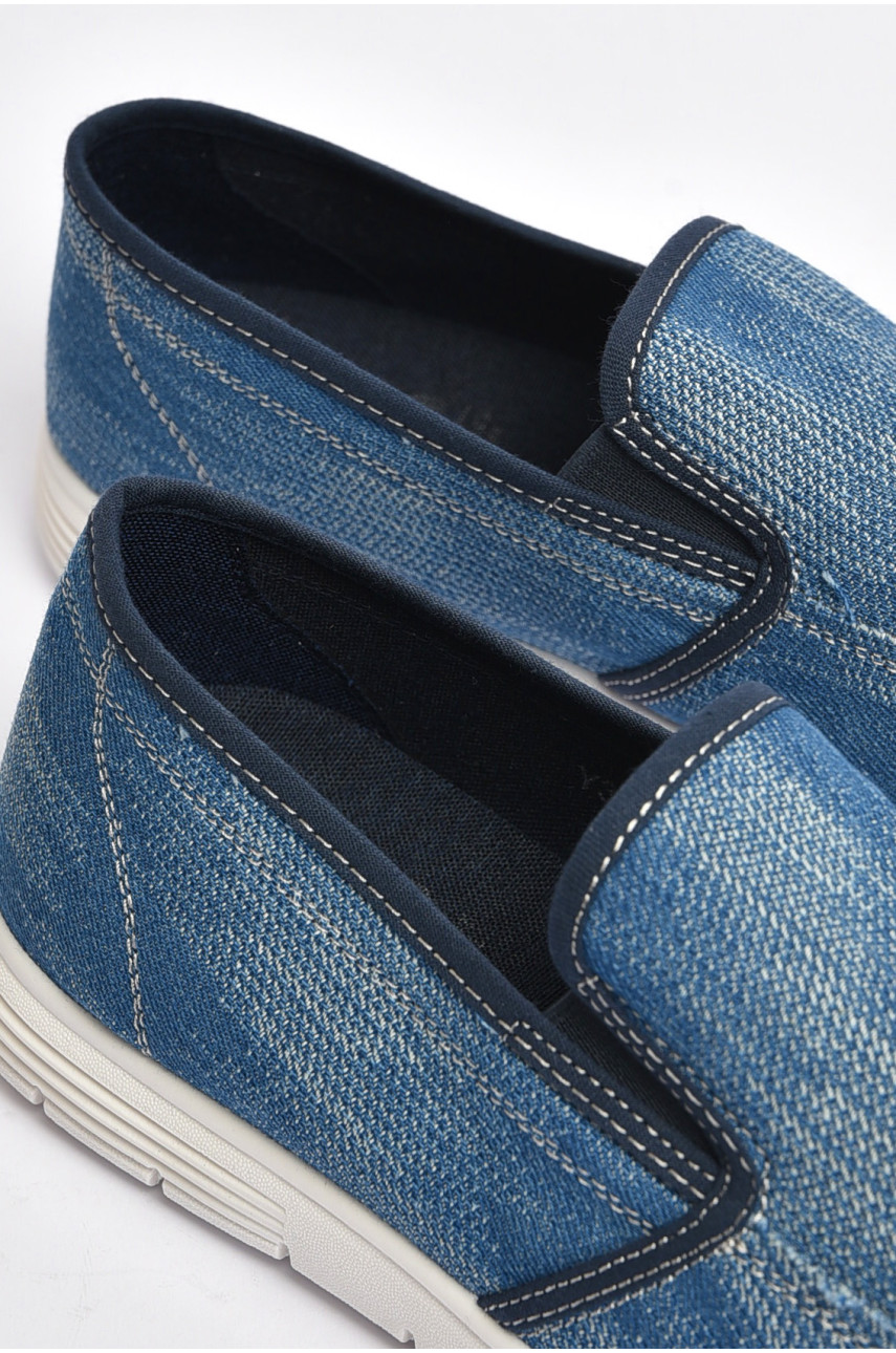 Мокасины мужские голубого цвета текстиль 311-2 202845 Мокасины мужские голубого цвета текстиль 311-2 202845