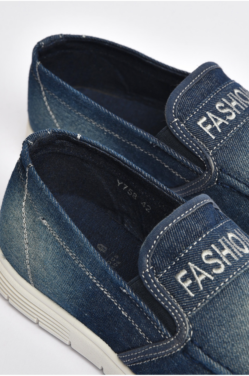 Мокасины мужские голубого цвета текстиль 758 202846 Мокасины мужские голубого цвета текстиль 758 202846