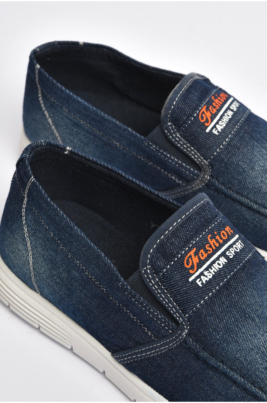 Мокасины мужские голубого цвета текстиль 756 202847 Мокасины мужские голубого цвета текстиль 756 202847