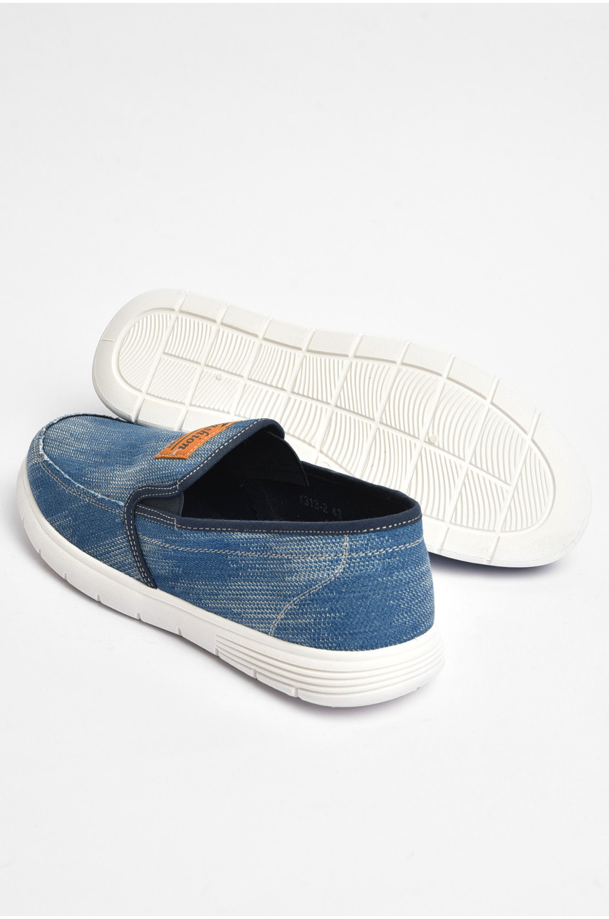 Мокасины мужские голубого цвета текстиль 313-2 202848 Мокасины мужские голубого цвета текстиль 313-2 202848