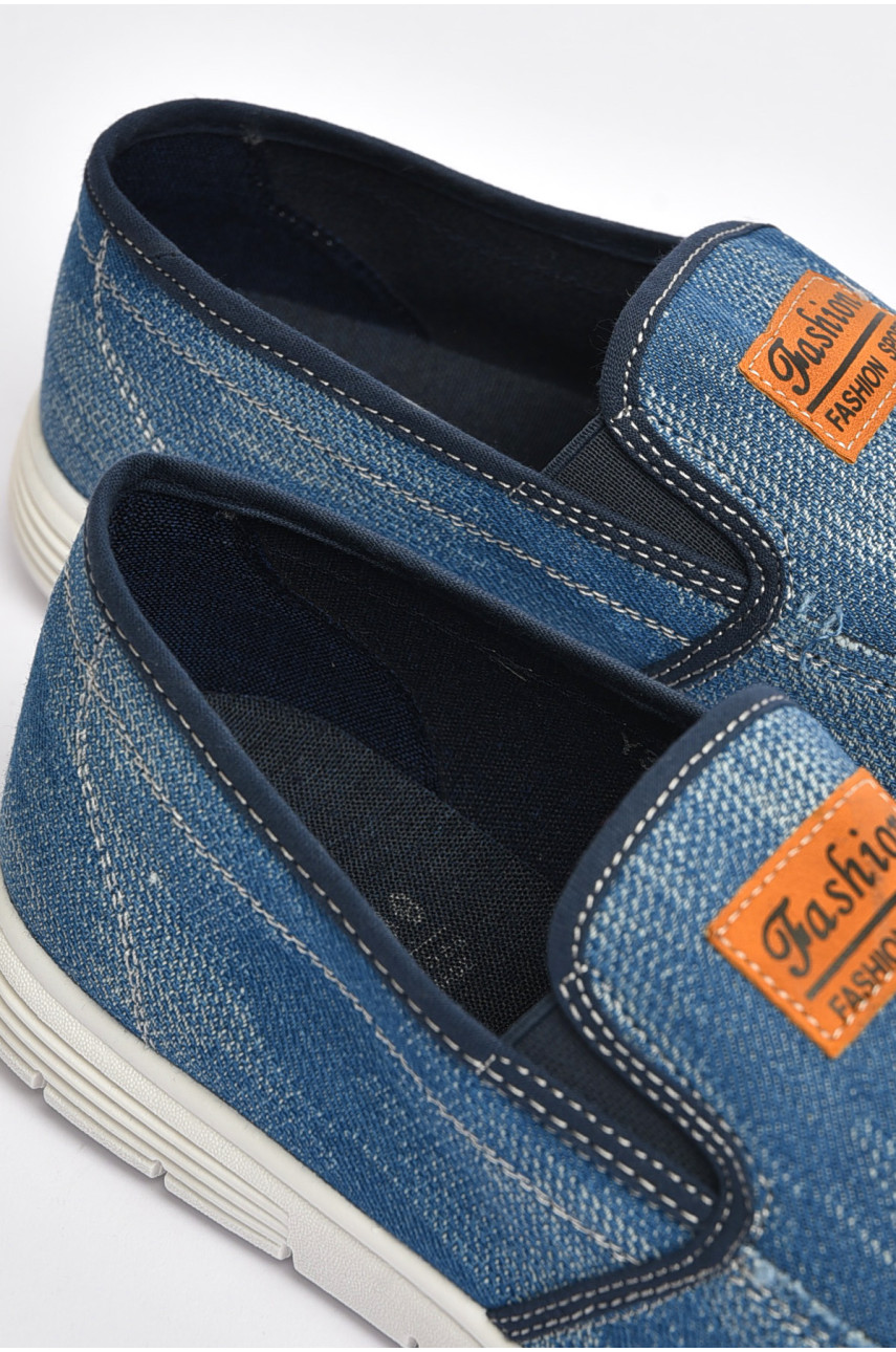 Мокасины мужские голубого цвета текстиль 313-2 202848 Мокасины мужские голубого цвета текстиль 313-2 202848