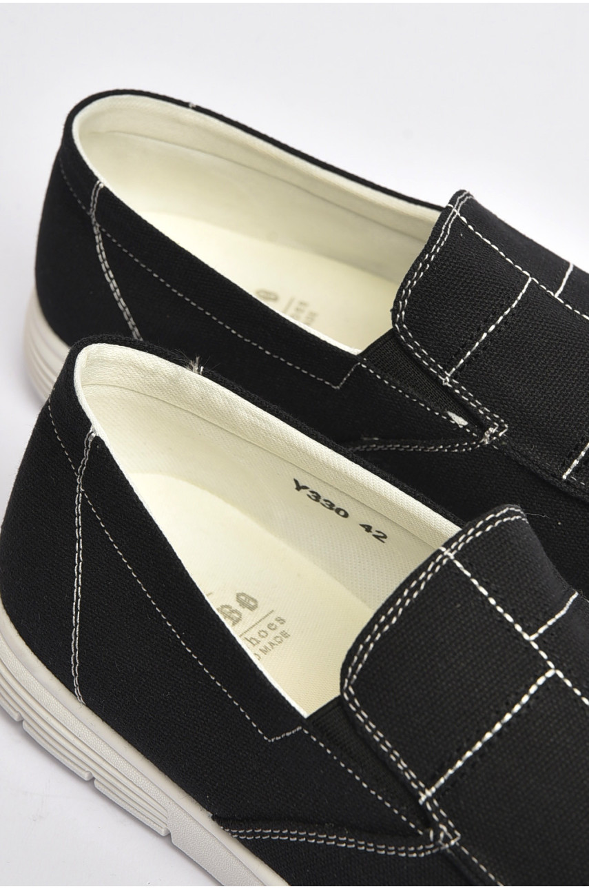 Мокасины мужские черного цвета текстиль 330 202850 Мокасины мужские черного цвета текстиль 330 202850