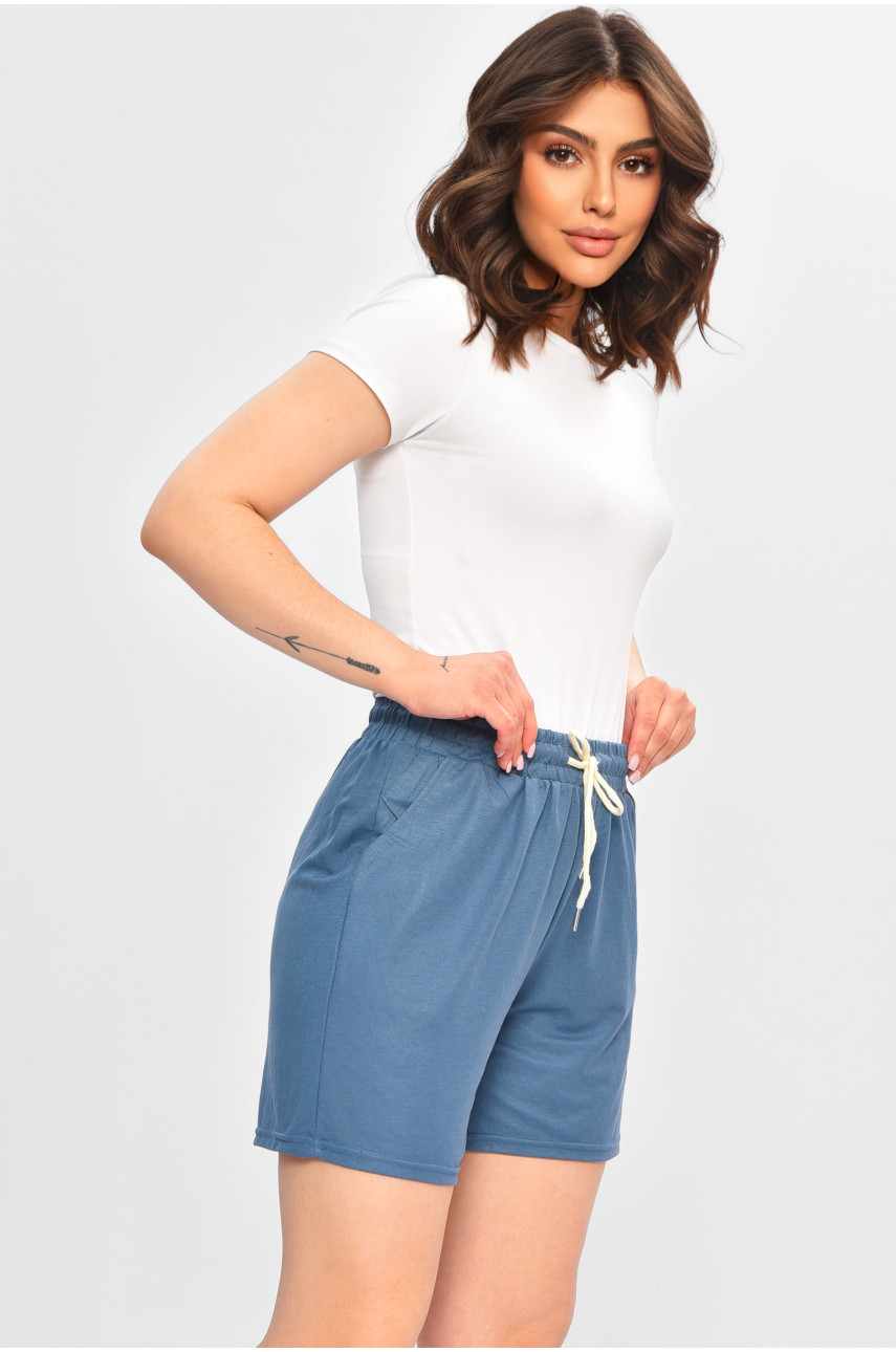 Шорти жіночі однотонні синього кольору 309-1 202860