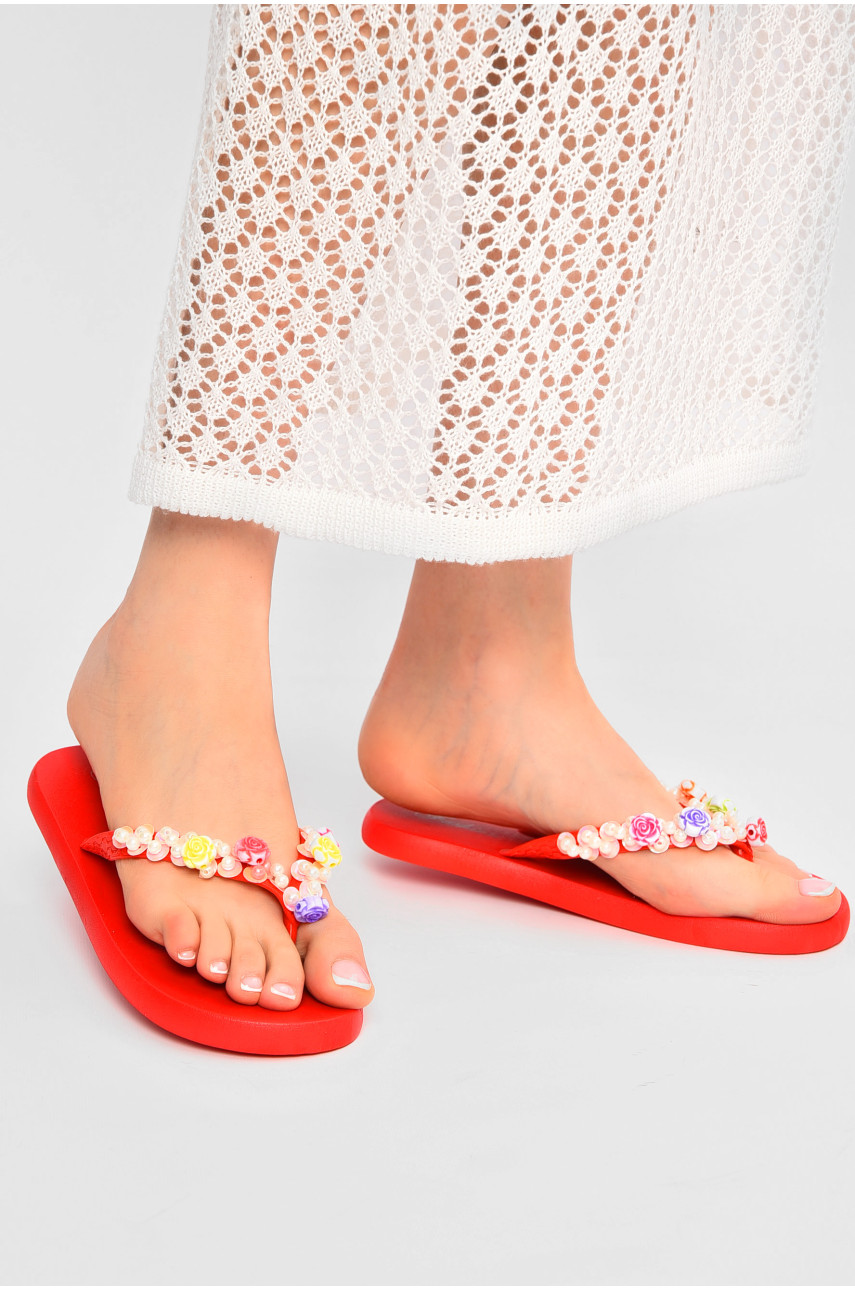 Вьетнамки женские силиконовые красного цвета асорті 202861