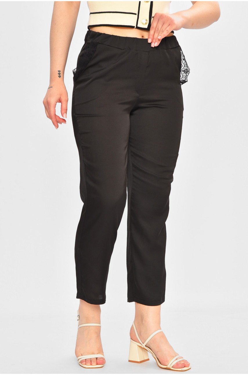 Штаны женские однотонные черного цвета 202892 Штаны женские однотонные черного цвета 202892