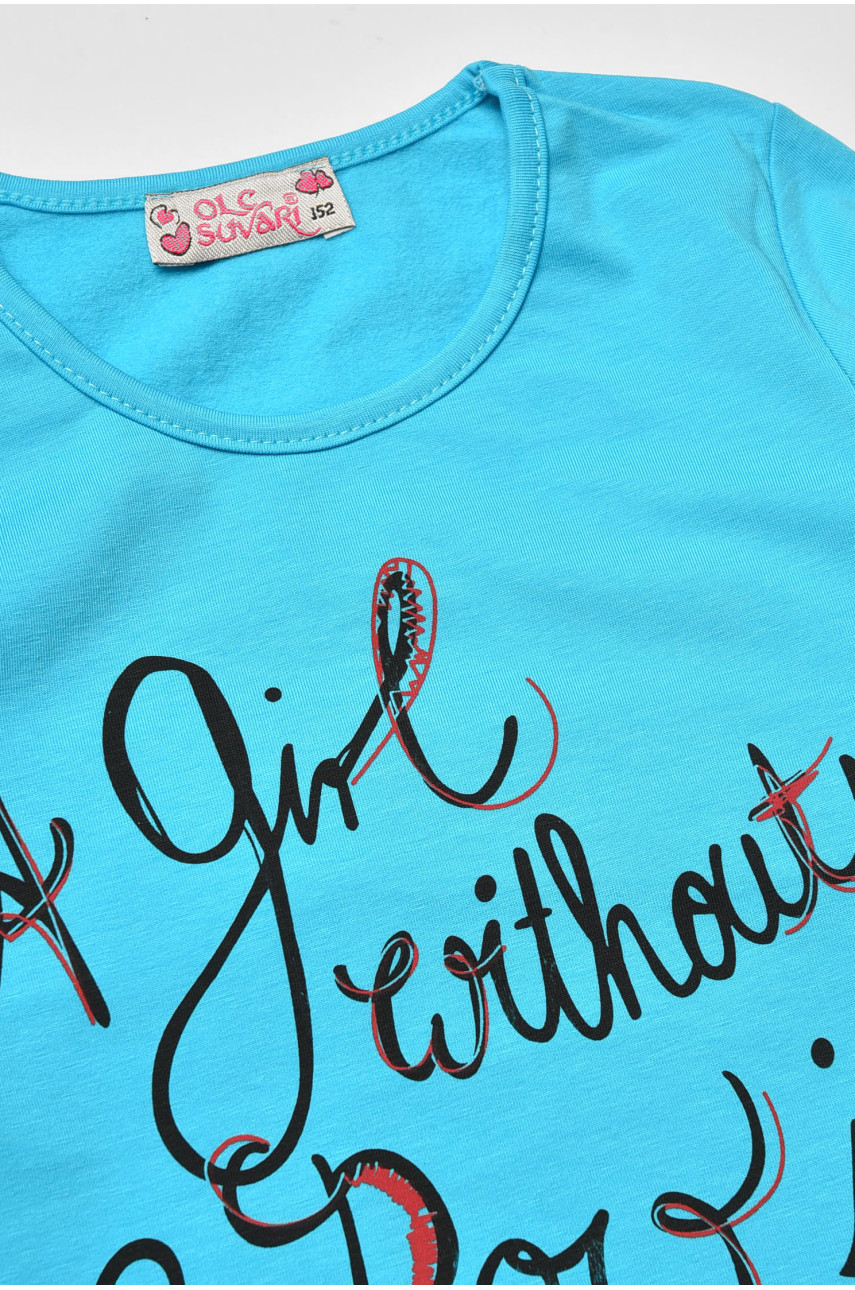 Лонгслів дитячий для дівчинки блакитного кольору на невеличкому флісі асорти 202906