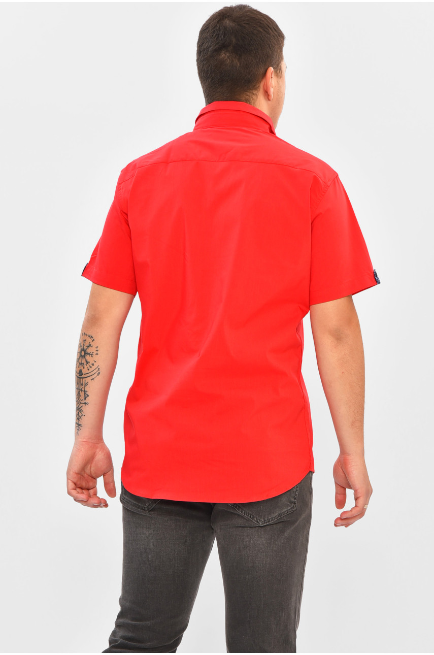 Рубашка мужская однотонная красного цвета 7285 202908