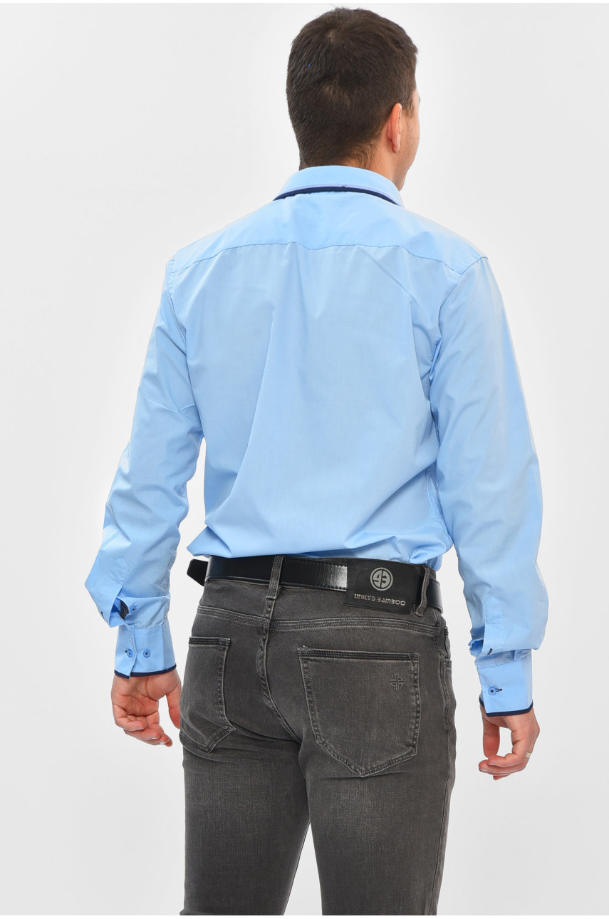 Сорочка чоловіча однотонна блакитного кольору 2452 202913 Сорочка чоловіча однотонна блакитного кольору 2452 202913