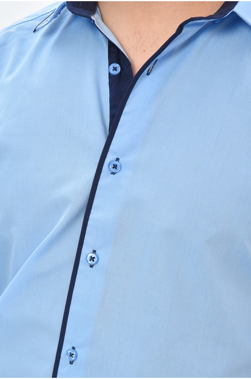 Сорочка чоловіча однотонна блакитного кольору 2452 202913 Сорочка чоловіча однотонна блакитного кольору 2452 202913