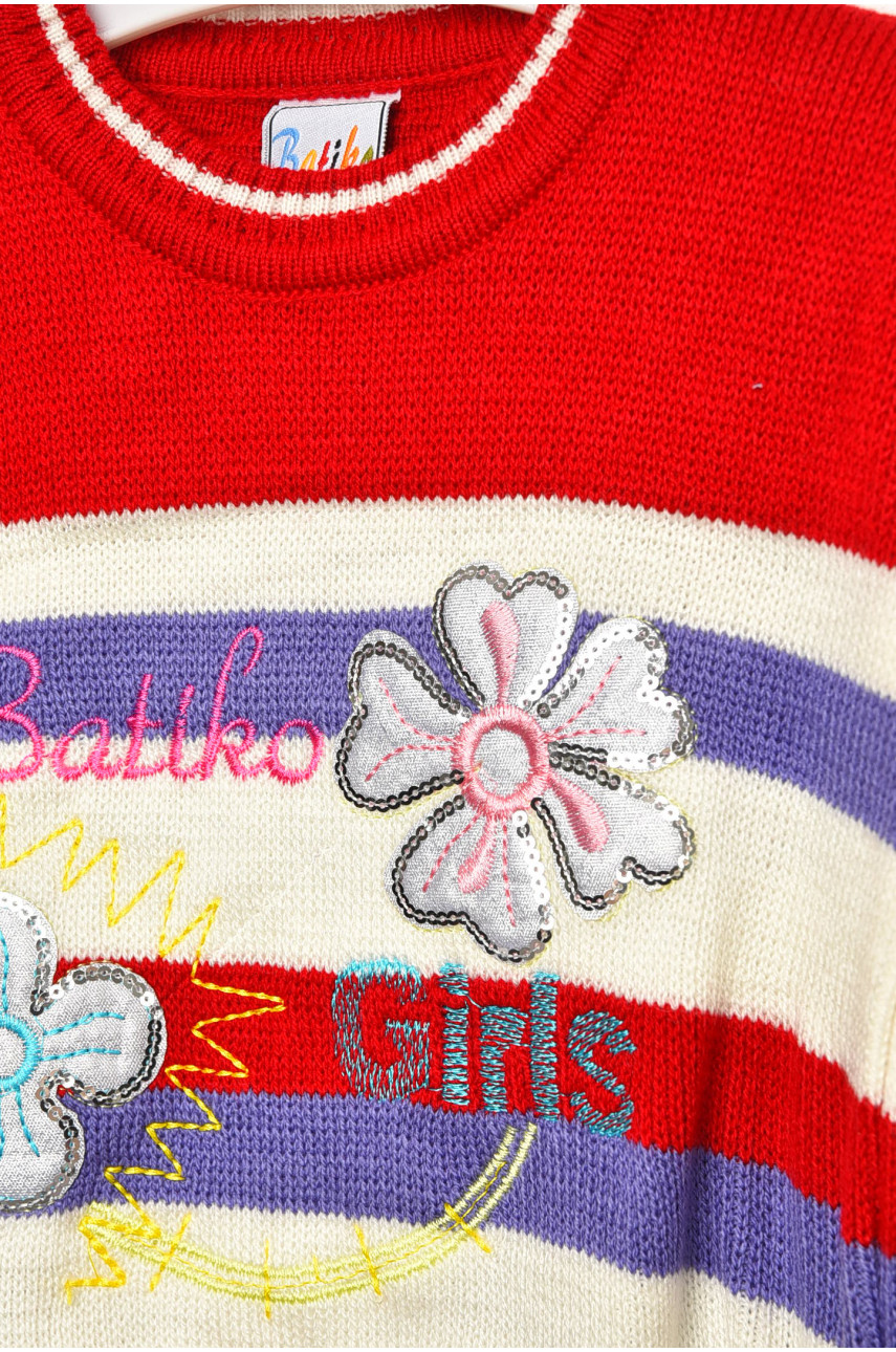 Светр дитячий червоно-білого кольору в смужку асорти 202916