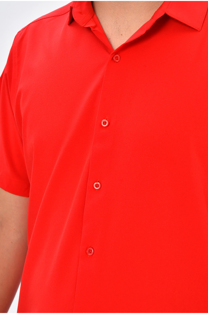 Рубашка мужская однотонная красного цвета 7230 202925