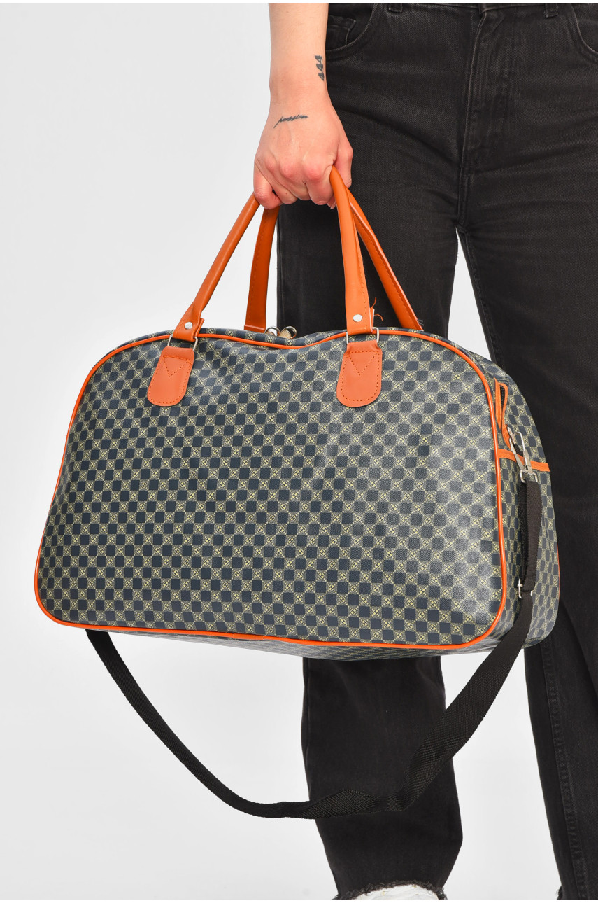 Сумка дорожня унісекс екошкіра синього кольору з принтом 0918-1 202926