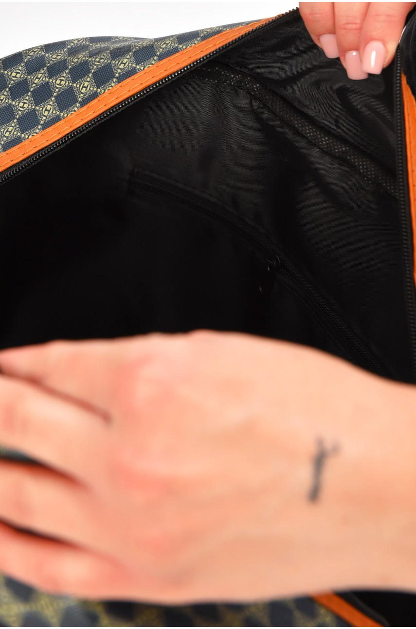 Сумка дорожня унісекс екошкіра синього кольору з принтом 0918-1 202926