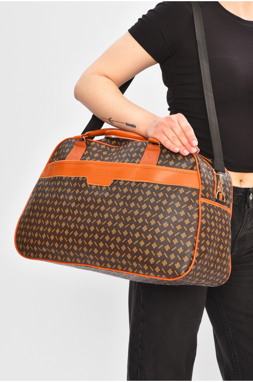 Сумка дорожная унисекс экокожа коричневого цвета с принтом 0918-1 202930 Сумка дорожная унисекс экокожа коричневого цвета с принтом 0918-1 202930