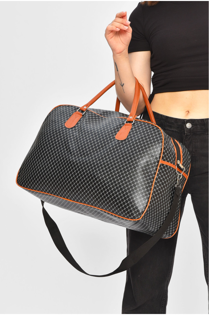 Сумка дорожная унисекс экокожа темно-синего цвета с принтом 0918-2 202935