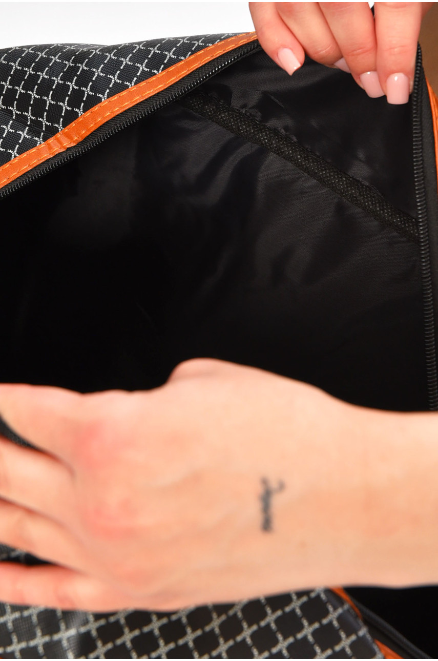 Сумка дорожная унисекс экокожа темно-синего цвета с принтом 0918-2 202935