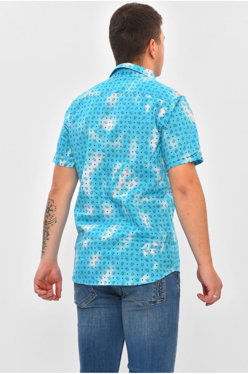 Рубашка мужская голубого цвета с принтом 1735 202942
