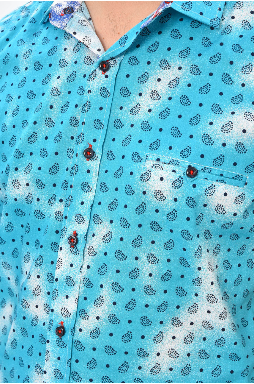 Рубашка мужская голубого цвета с принтом 1735 202942